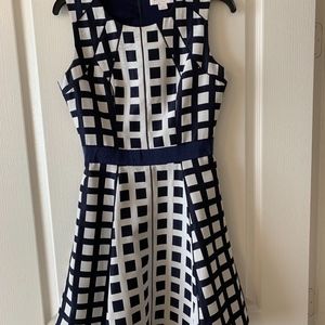Jessica Simpson Navy Patterned Fit and Flare Dress
